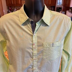 Robert Graham Casual Button Down Shirt in Green with Stripes‎